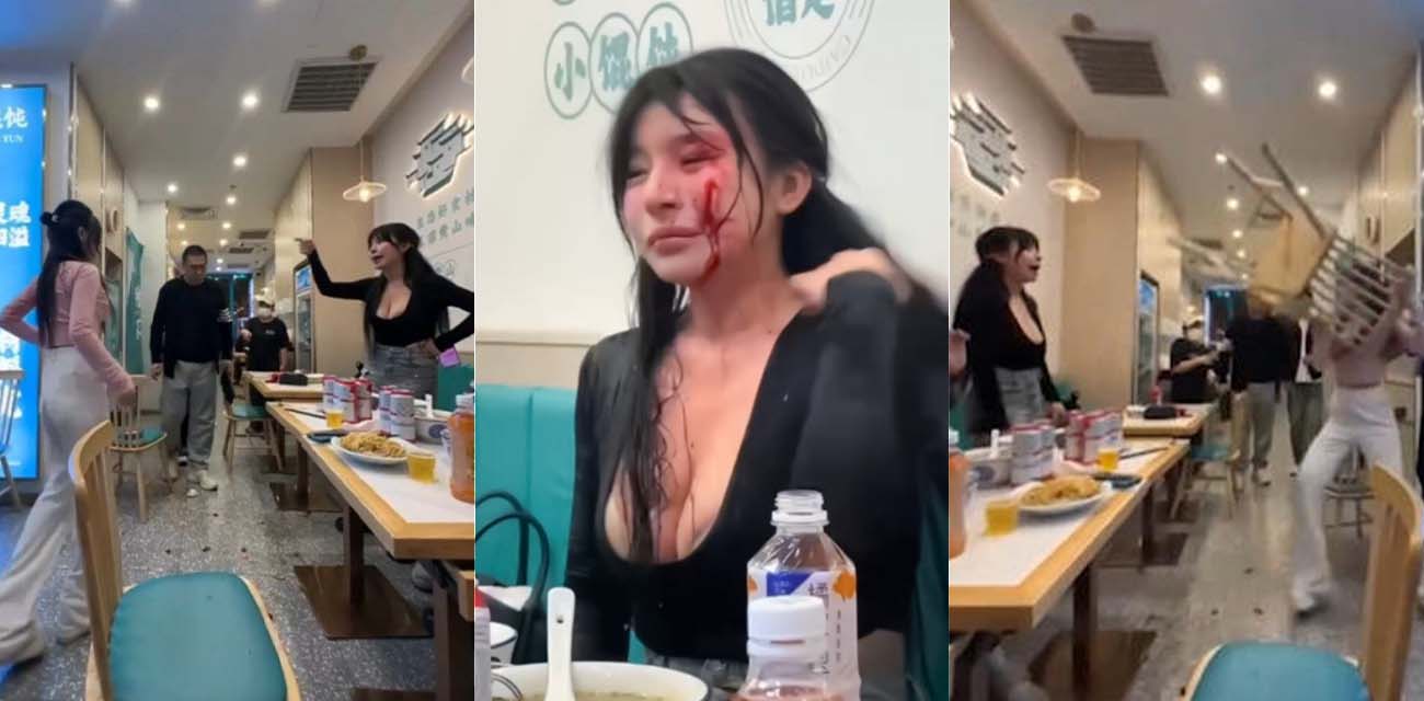 上海餐厅打架视频两位巨乳小仙女大打出手5